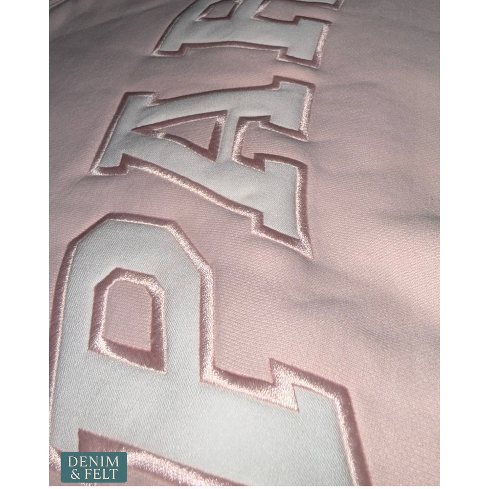 NEW Parke Varsity Mockneck Rose White Fleece Sweatshirt L/XL Oversized Pullover - Picture 10 of 15